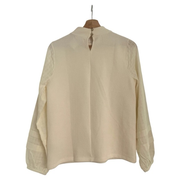 Madewell Weavemix Mockneck Bubble-Sleeve Top size small - Picture 5 of 11